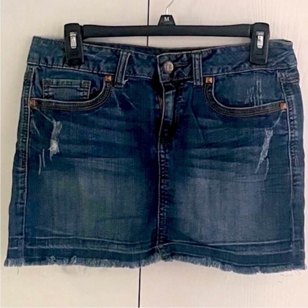 Candie's Blue Denim Distressed Mini Skirt